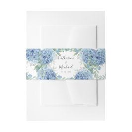 Blue Hydrangea Floral Wedding  Einladungsbanderole