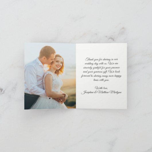 Blue Hydrangea Floral Wedding Foto Inside Dankeskarte (Innenseite)