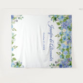 Blue Hydrangea Floral Wedding Foto Stand Hintergru Wandteppich (Vorderseite (Horizontal))