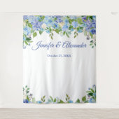 Blue Hydrangea Floral Wedding Foto Stand Hintergru Wandteppich (Vorderseite)