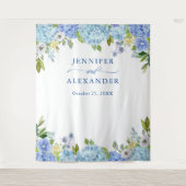 Blue Hydrangea Floral Wedding Foto Stand Hintergru Wandteppich (Vorderseite)