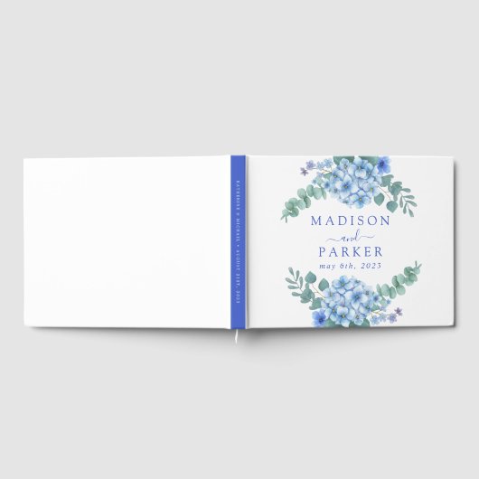 Blue Hydrangea Floral Wedding Gästebuch (Voll)