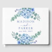 Blue Hydrangea Floral Wedding Gästebuch (Vorderseite)
