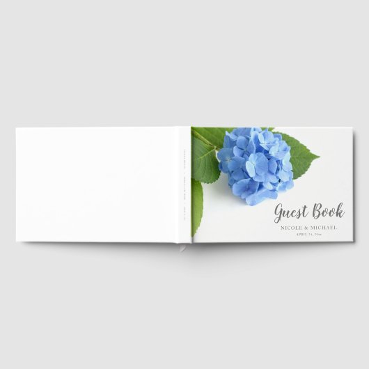 Blue Hydrangea Floral Wedding Gästebuch (Voll)