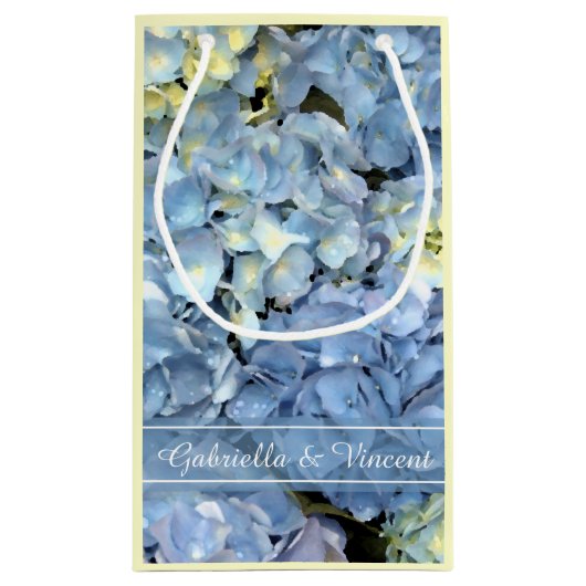 Blue Hydrangea Floral Wedding Kleine Geschenktüte (Rückseite)