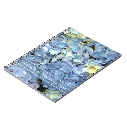 Blue Hydrangea Floral Wedding Notizblock (Linke Seite)