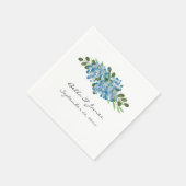Blue Hydrangea Floral Wedding Paper Napkin Serviette (Ecke)