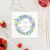 Blue Hydrangea Floral Wedding Paper Napkin Serviette (Beispiel)