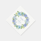 Blue Hydrangea Floral Wedding Paper Napkin Serviette (Ecke)