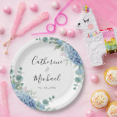 Blue Hydrangea Floral Wedding  Pappteller (Party)