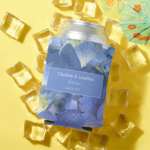 Blue Hydrangea Floral Wedding Personalisiert Names Dosenkühler
