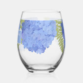 Blue Hydrangea Floral Wedding Personalisiert Names Weinglas Ohne Stiel (Links)