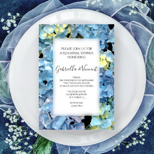 Blue Hydrangea Floral Wedding Probe Dinner Einladung