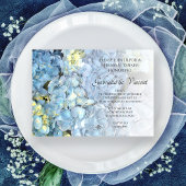 Blue Hydrangea Floral Wedding Probe Dinner Einladung