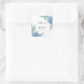 Blue Hydrangea Floral Wedding Quadratischer Aufkleber (Tasche)