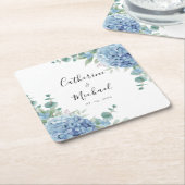 Blue Hydrangea Floral Wedding Rechteckiger Pappuntersetzer (angewinkelt)