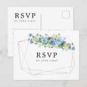 Blue Hydrangea Floral Wedding RSVP Postcard Einladungspostkarte (Vorne/Hinten)