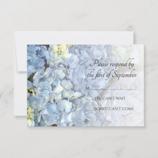 Blue Hydrangea Floral Wedding RSVP Response Karte (Vorderseite)