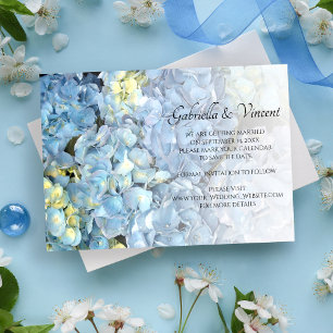 Blue Hydrangea floral Wedding Save the Date