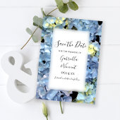 Blue Hydrangea floral Wedding Save the Date