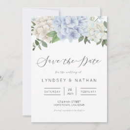 Blue Hydrangea floral Wedding Save the Date Einladung