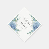 Blue Hydrangea Floral Wedding  Serviette (Ecke)
