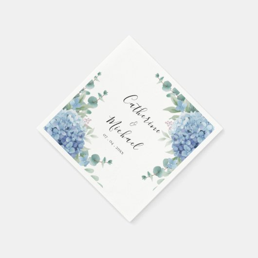 Blue Hydrangea Floral Wedding  Serviette (Ecke)