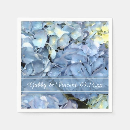 Blue Hydrangea Floral Wedding Serviette (Vorderseite)