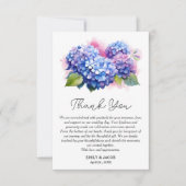 Blue Hydrangea Floral Wedding Theme Dankeskarte (Vorderseite)