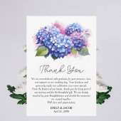 Blue Hydrangea Floral Wedding Theme Dankeskarte