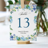 Blue Hydrangea Floral Wedding Tischnummer