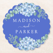 Blue Hydrangea Floral Wedding Untersetzer (Vorderseite)