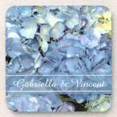 Blue Hydrangea Floral Wedding Untersetzer (Vorderseite)