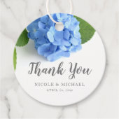 Blue Hydrangea Floral Wedding Vielen Dank Geschenkanhänger (Vorderseite)