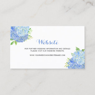 Blue Hydrangea Floral Wedding Website Card Visitenkarte