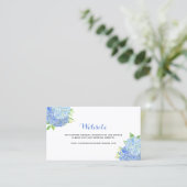 Blue Hydrangea Floral Wedding Website Card Visitenkarte (Stehend Vorderseite)