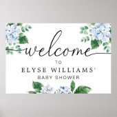 Blue Hydrangea Floral Welcome Sign Poster (Vorne)