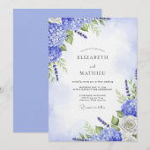 Blue Hydrangea Floral Whimsy Wedding Einladung (Vorne/Hinten)