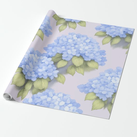 Blue Hydrangea Floral Wrap Roll – Boutique Geschenkpapier (Ungerollt)