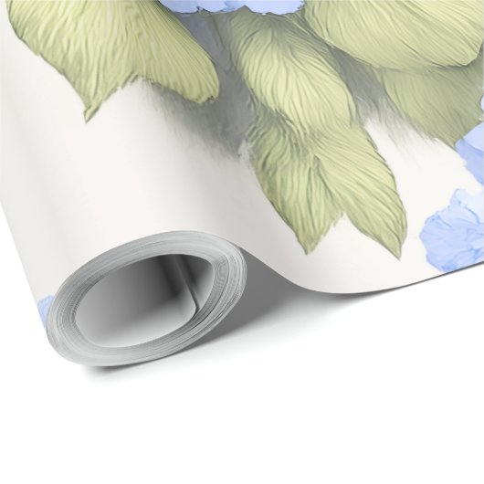 Blue Hydrangea Floral Wrap Roll – Boutique Geschenkpapier (Rolleneckpunkt)