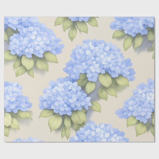 Blue Hydrangea Floral Wrap Roll – Boutique Geschenkpapier (Flach)