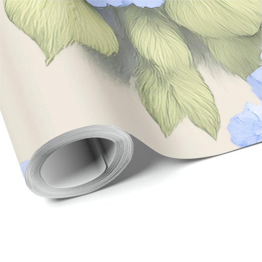Blue Hydrangea Floral Wrap Roll – Boutique Geschenkpapier (Rolleneckpunkt)