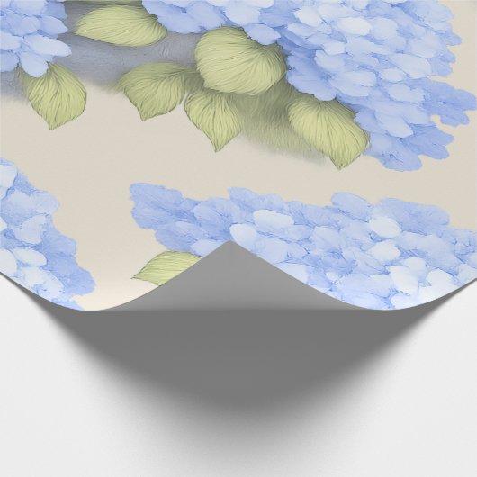 Blue Hydrangea Floral Wrap Roll – Boutique Geschenkpapier (Ecke)