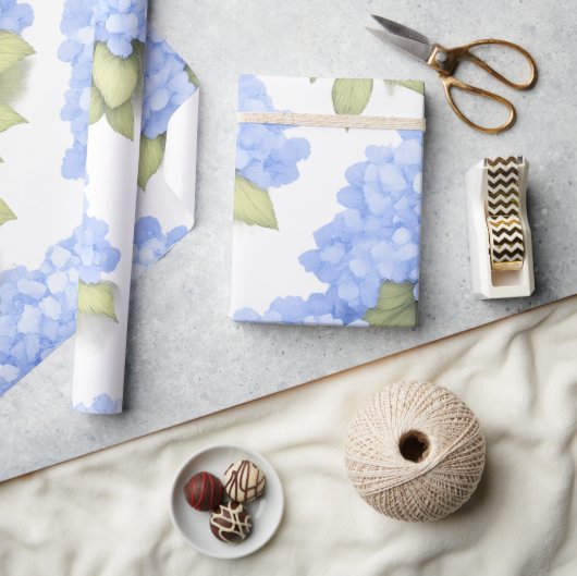 Blue Hydrangea Floral Wrapping Paper – Boutique  Geschenkpapier (Basteln)