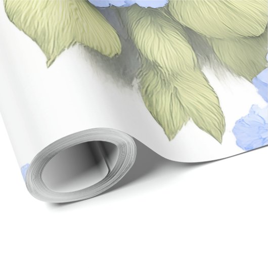 Blue Hydrangea Floral Wrapping Paper – Boutique  Geschenkpapier (Rolleneckpunkt)