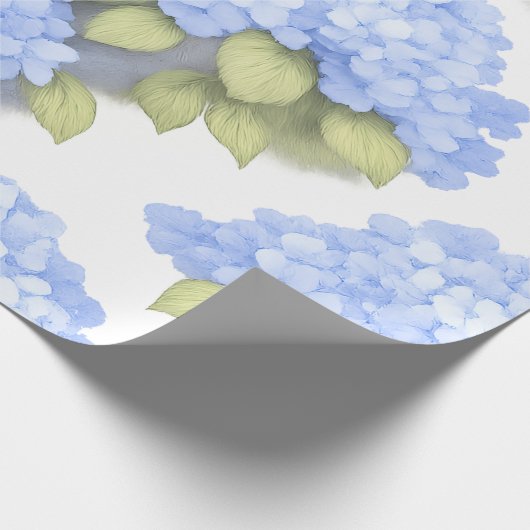 Blue Hydrangea Floral Wrapping Paper – Boutique Geschenkpapier (Ecke)
