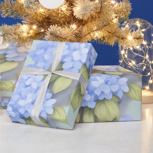 Blue Hydrangea Floral Wrapping Paper – Boutique  Geschenkpapier (Feiertage)