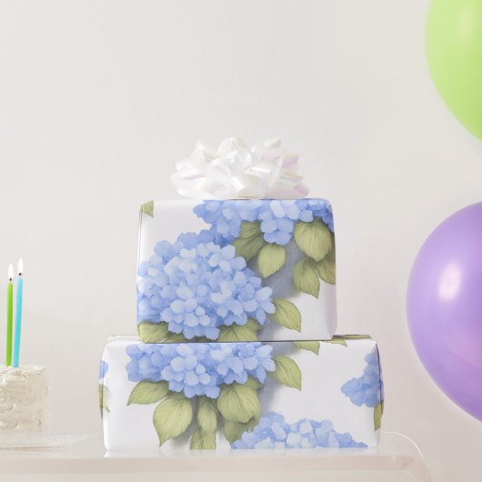 Blue Hydrangea Floral Wrapping Paper – Boutique  Geschenkpapier (Partygeschenke)