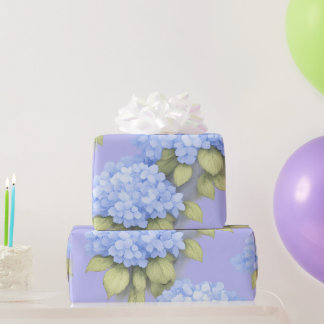 Blue Hydrangea Floral Wrapping Paper Geschenkpapier