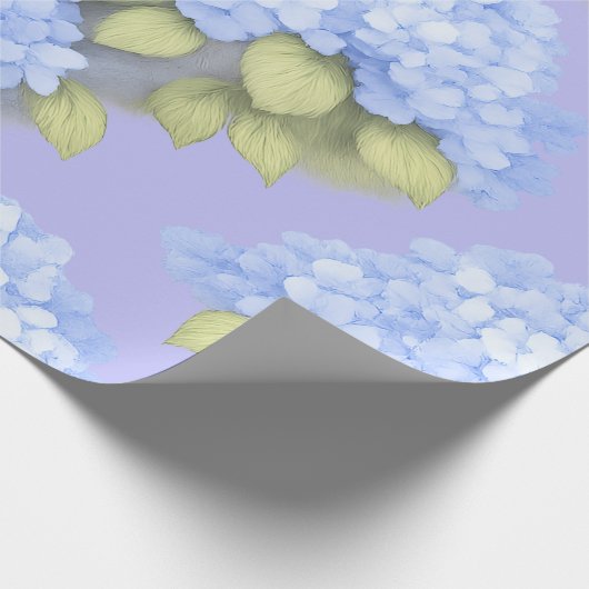 Blue Hydrangea Floral Wrapping Paper Geschenkpapier (Ecke)